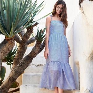 GIANNI BINI shoulder tie strap stripes ruffle dress size women 4